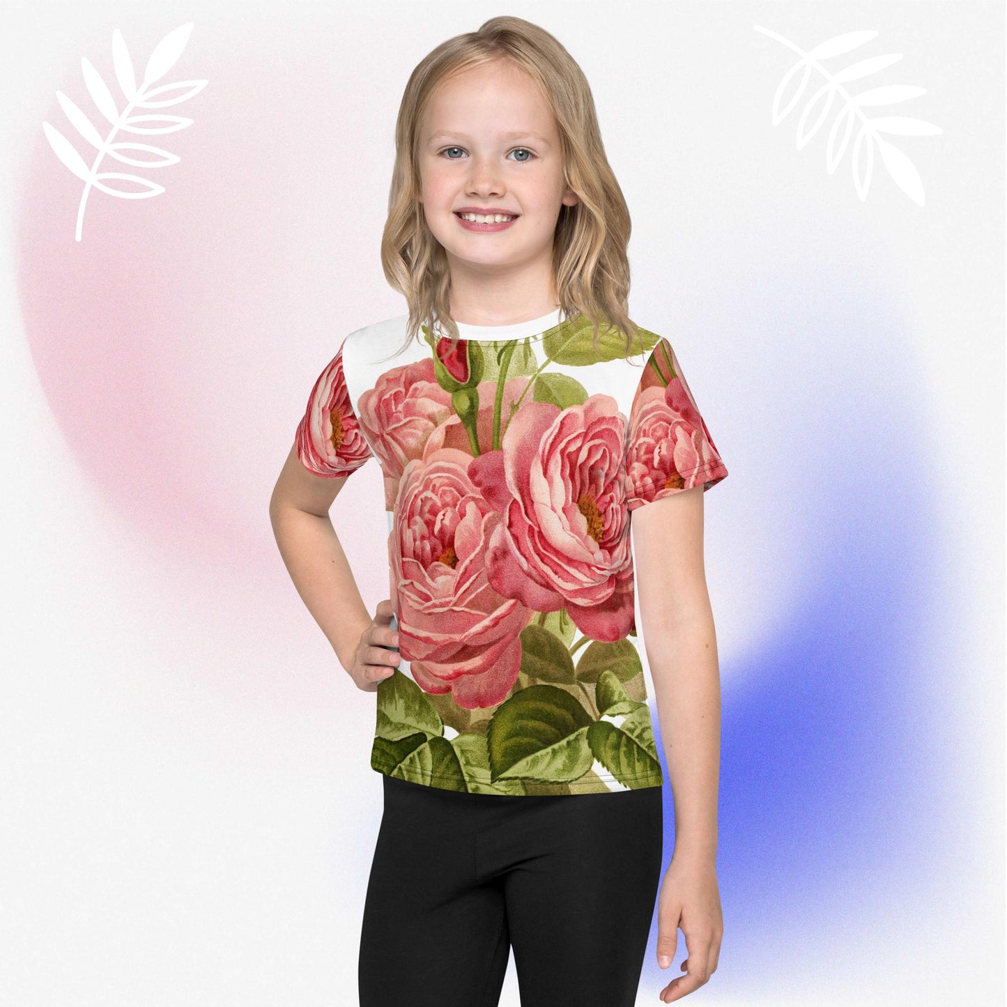 Kids crew neck t-shirt roses