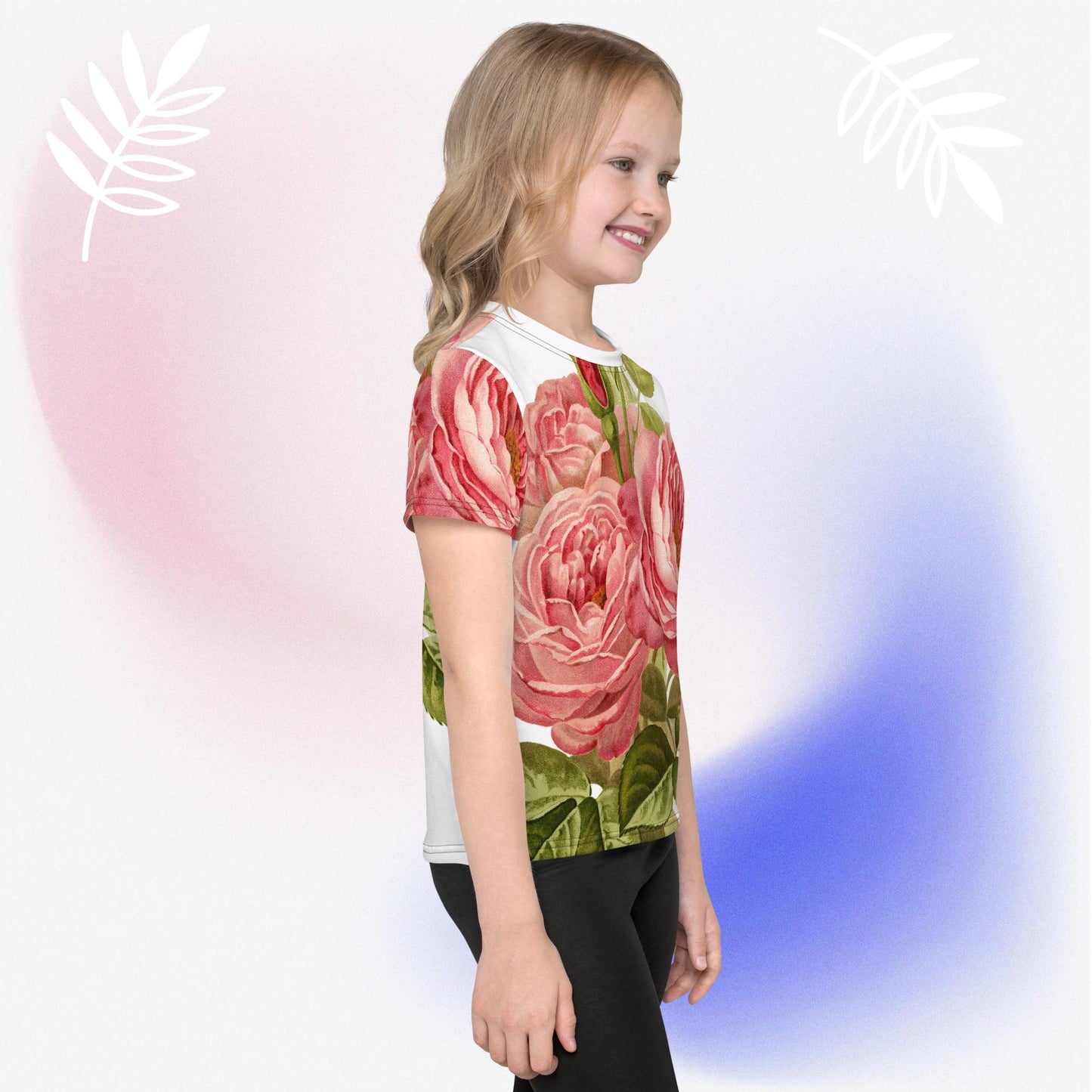 Kids crew neck t-shirt roses