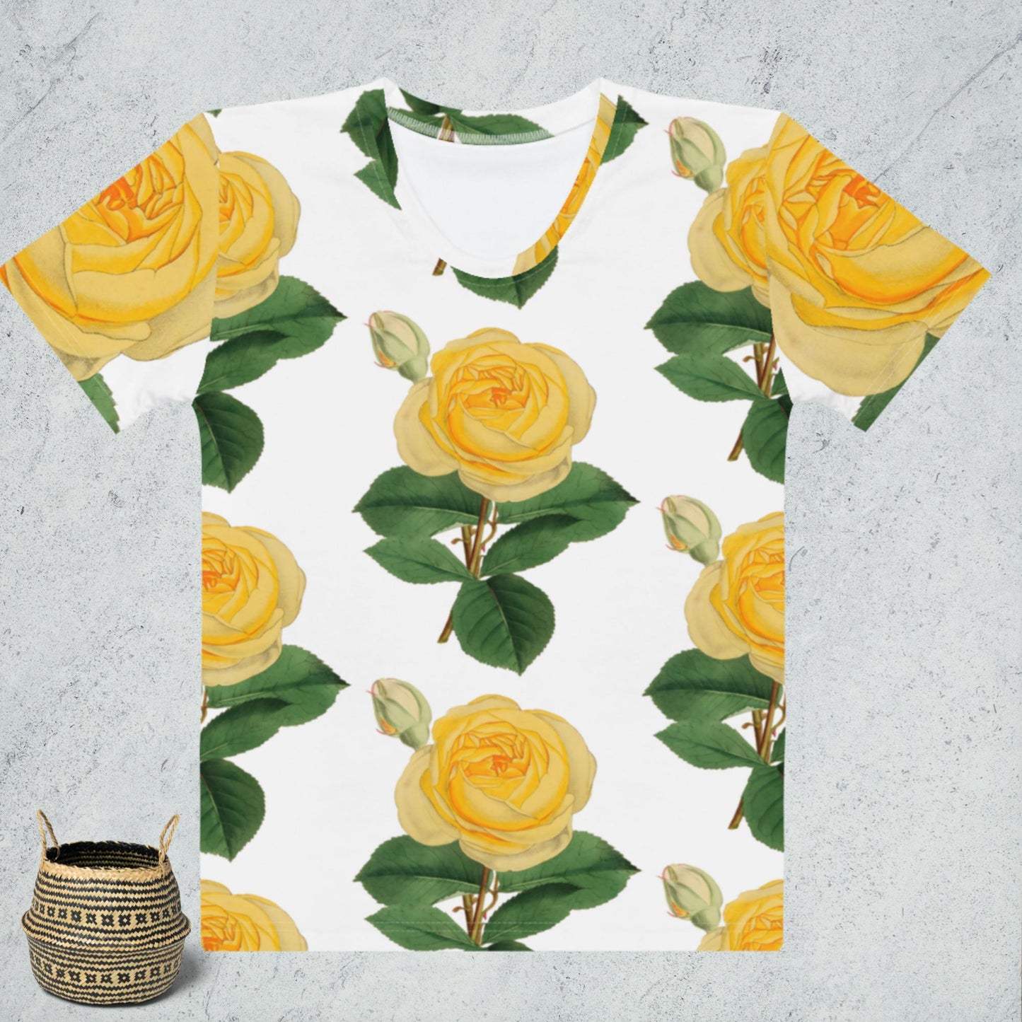 Women's T-shirt yellow rose flowers