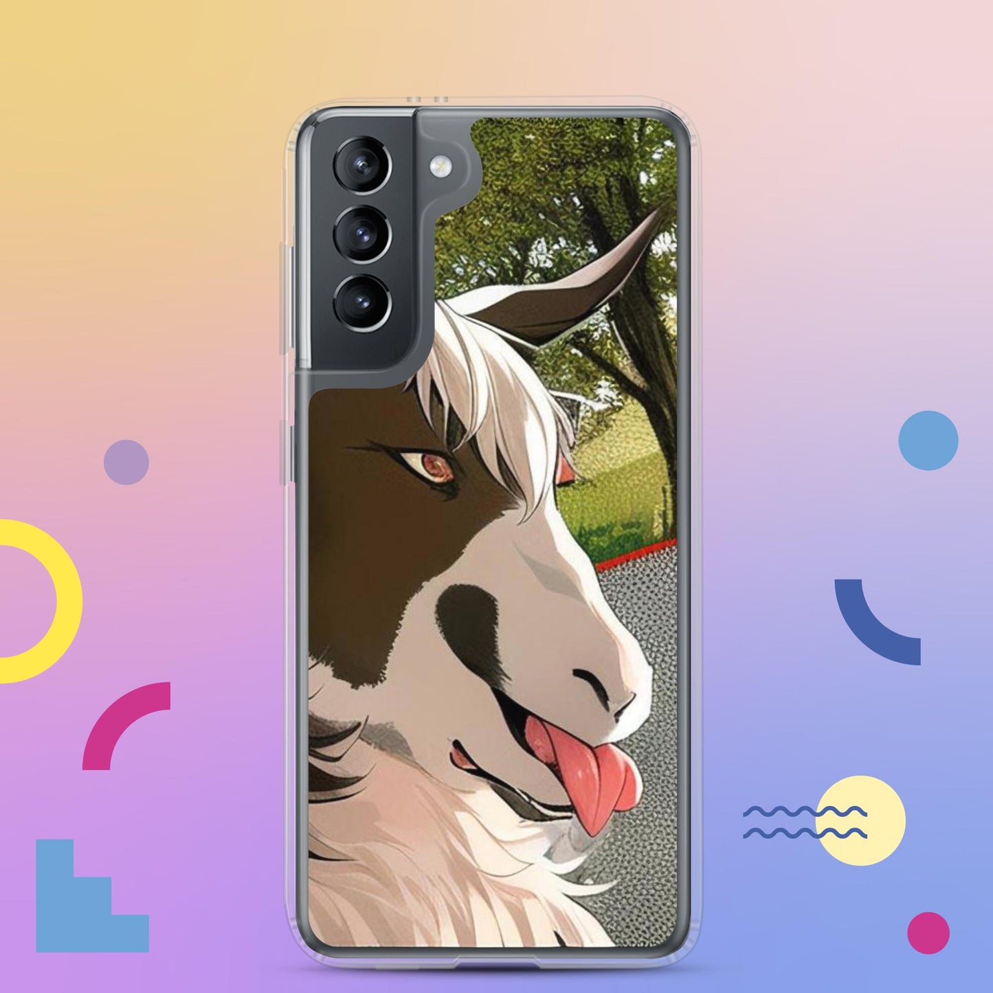 Clear Case for Samsung® cartoon goat with tongue out