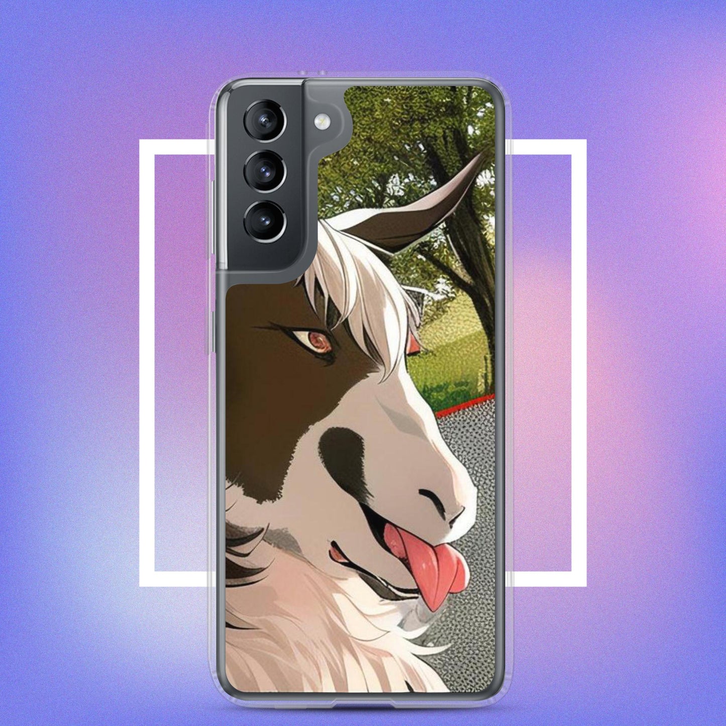 Clear Case for Samsung® goat cartoon with tongue out