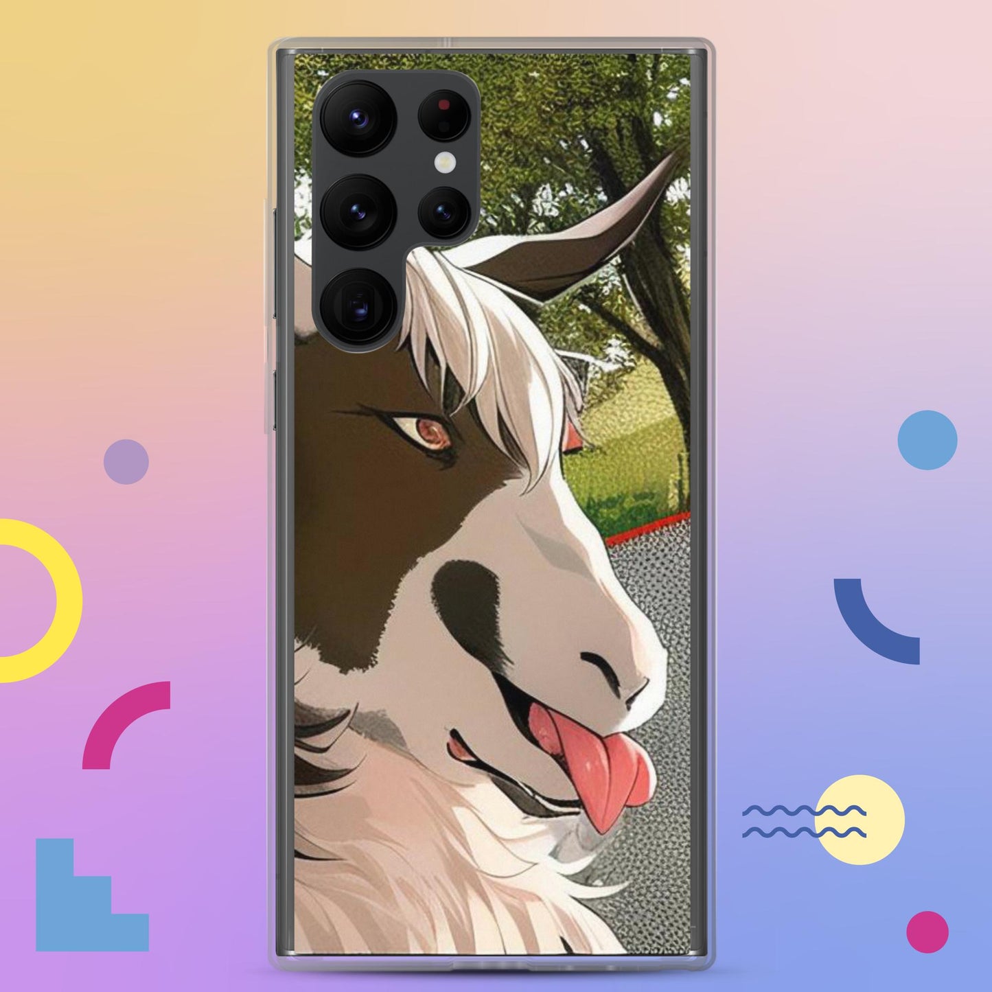 Clear Case for Samsung® cartoon goat with tongue out