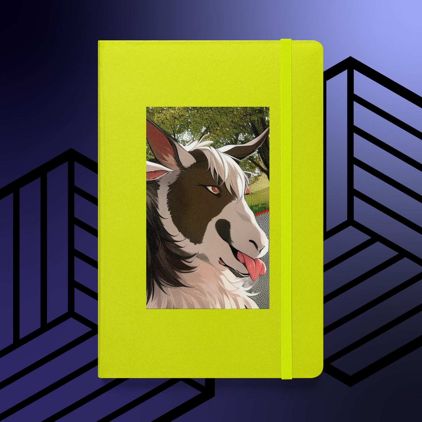 Hardcover bound notebook cartoon goat with tongue out