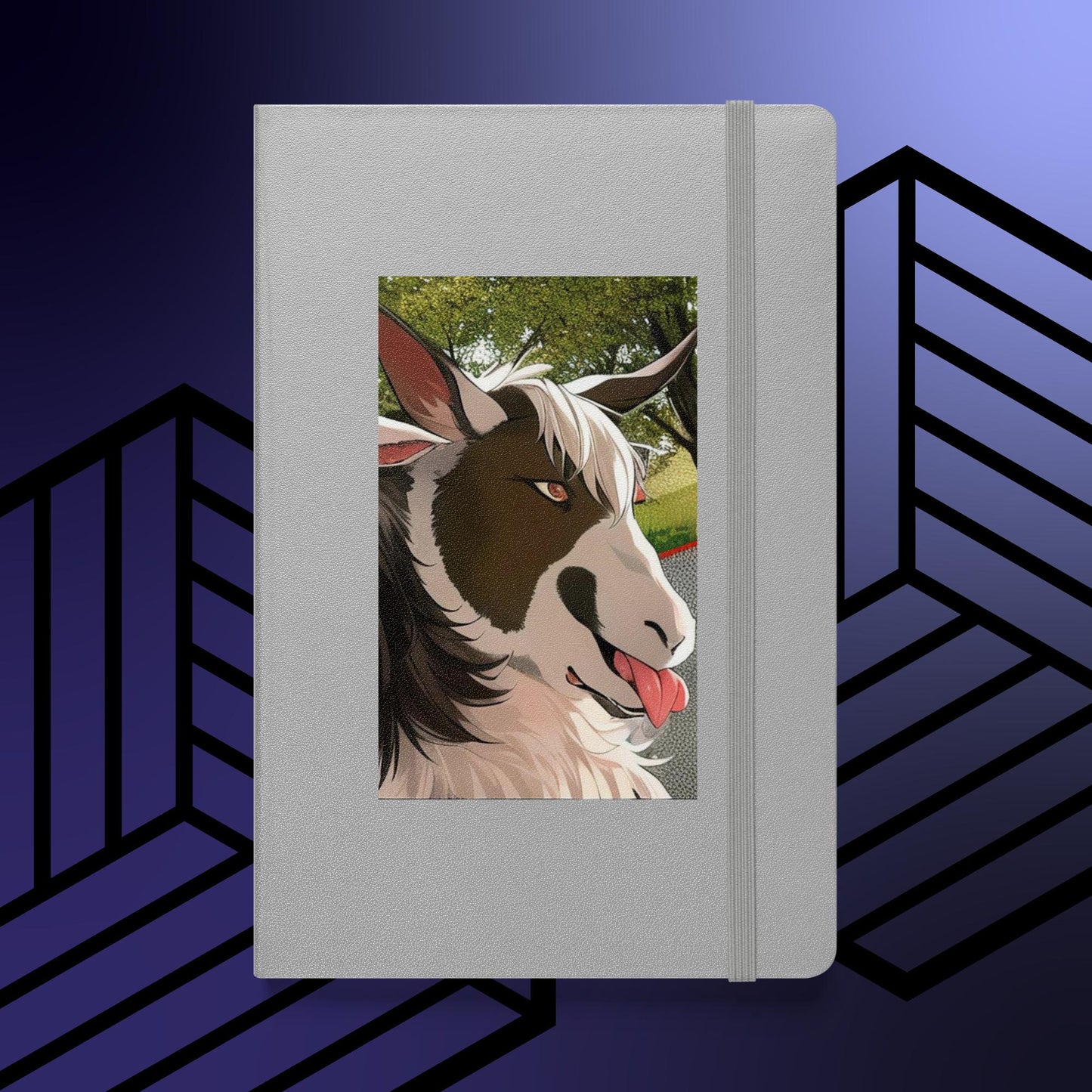 Hardcover bound notebook cartoon goat with tongue out