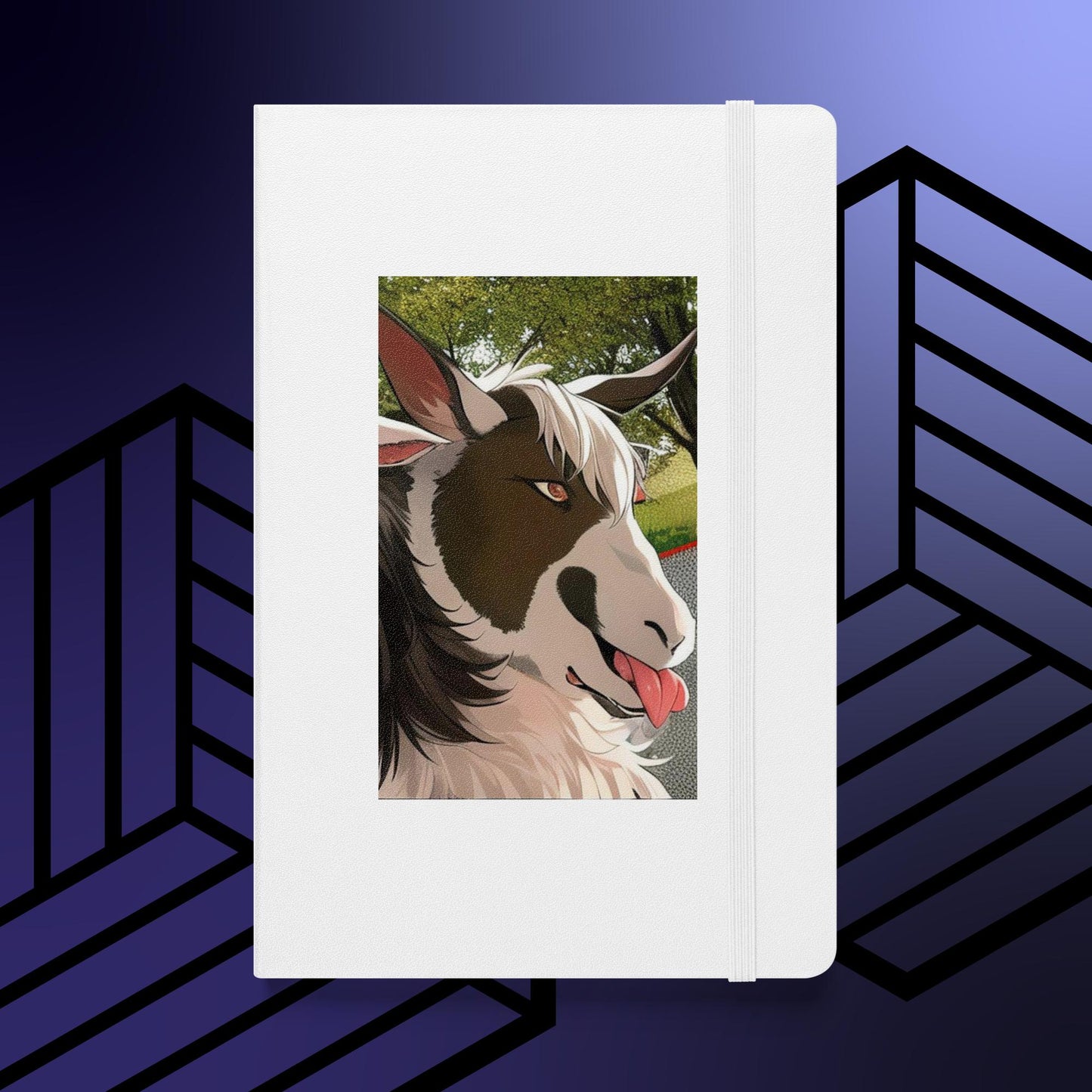 Hardcover bound notebook cartoon goat with tongue out