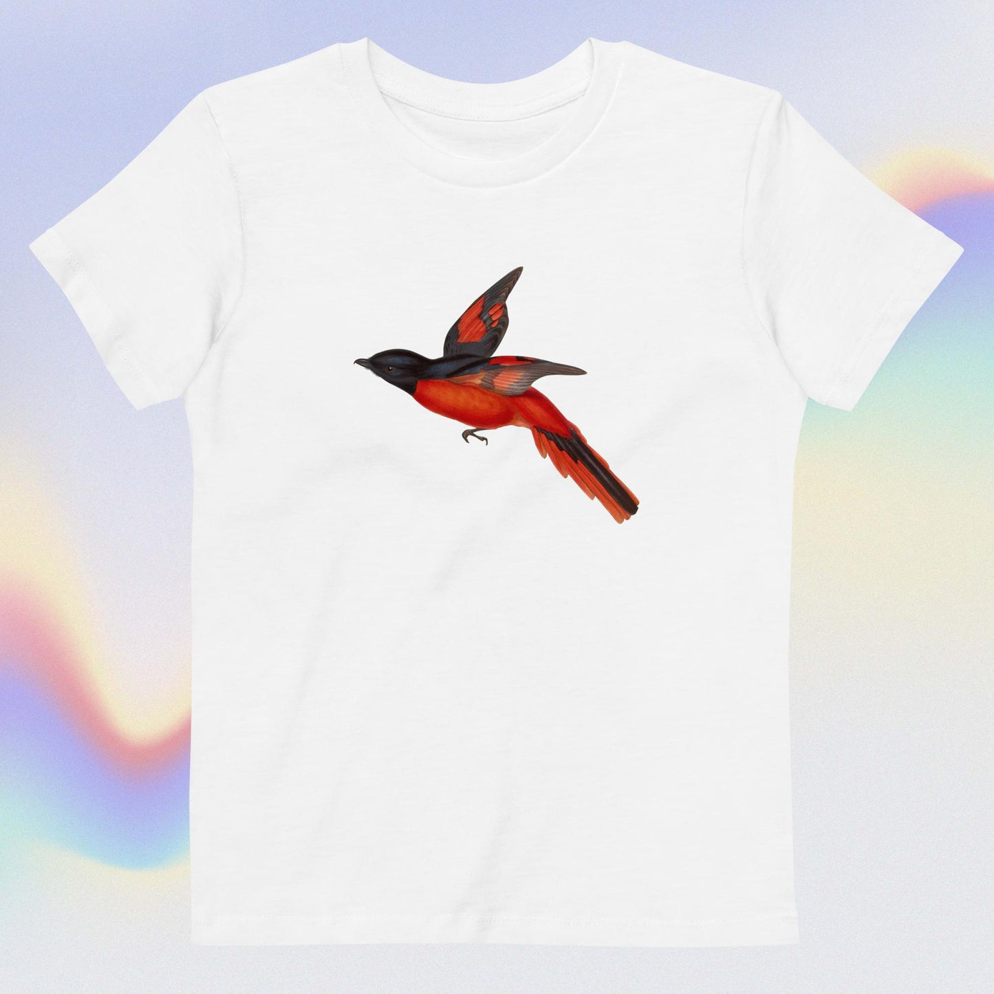 Organic cotton kids t-shirt red black bird