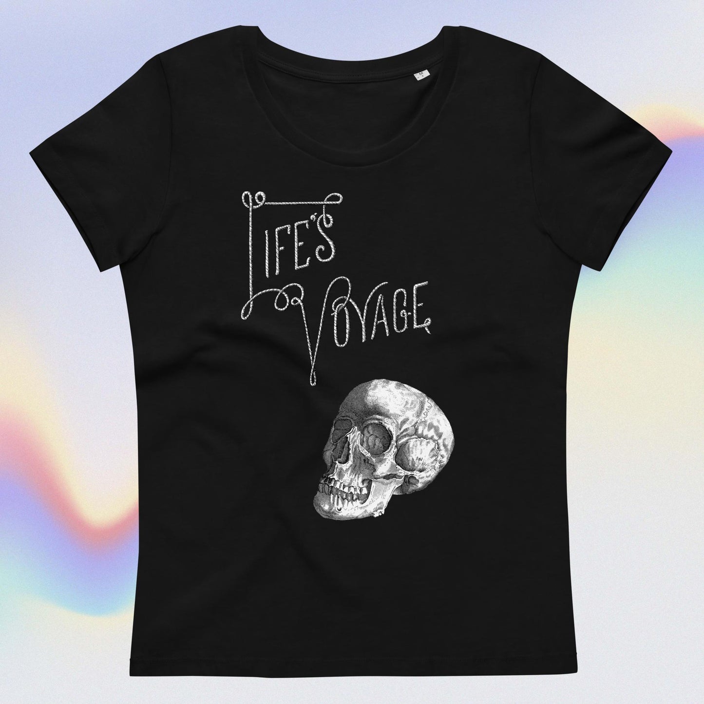 Women's fitted eco teelife's voyage skull