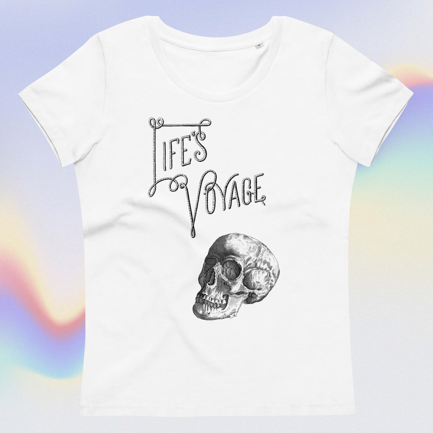 Women's fitted eco teelife's voyage skull