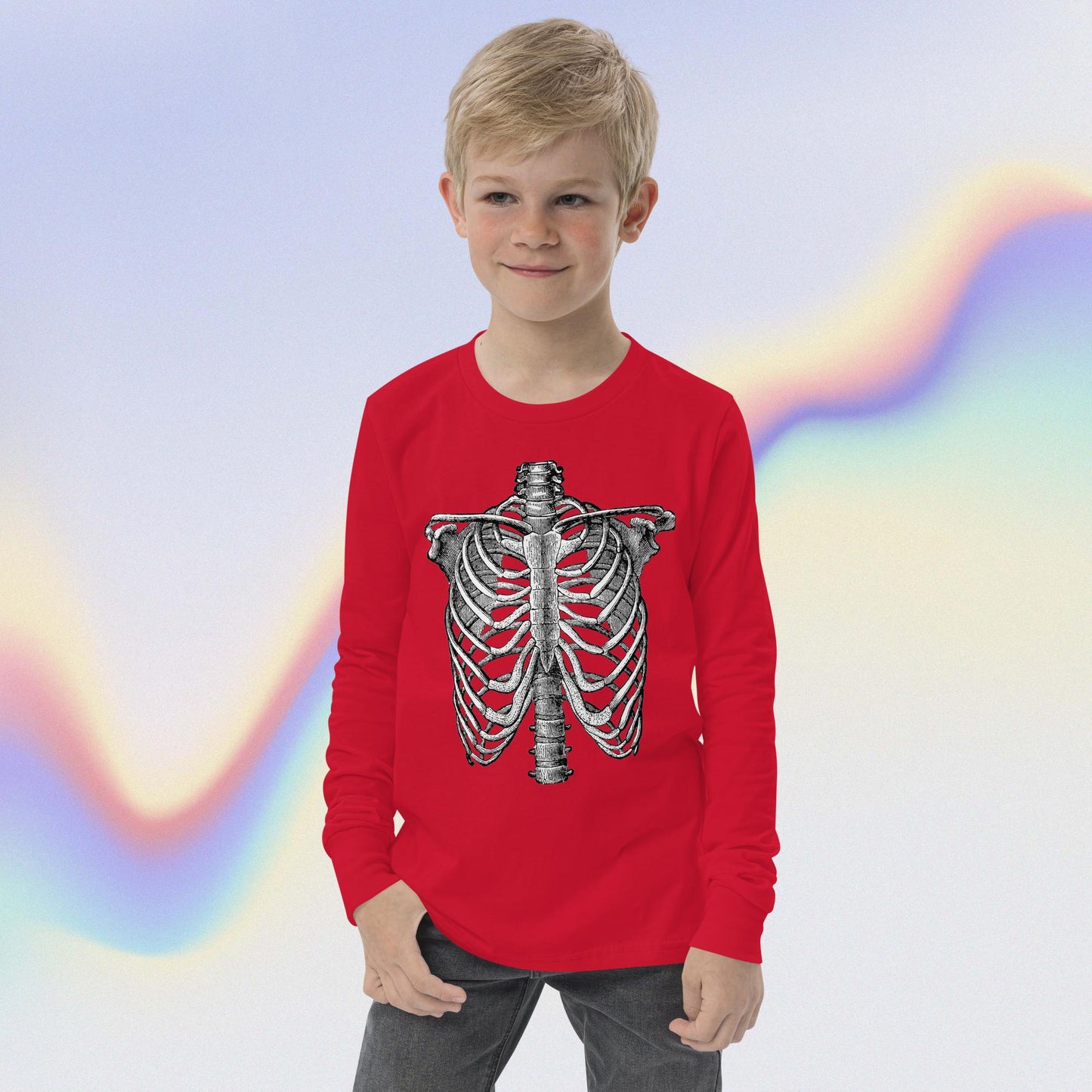 Youth long sleeve tee skeleton rib cage