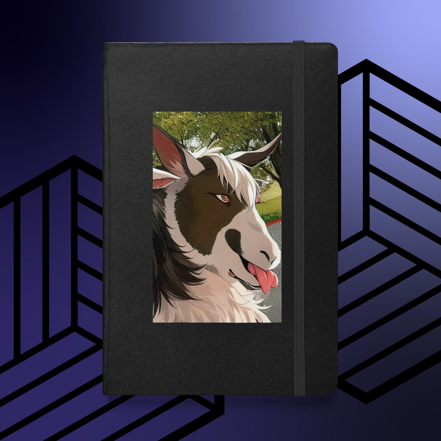 Hardcover bound notebook cartoon goat with tongue out