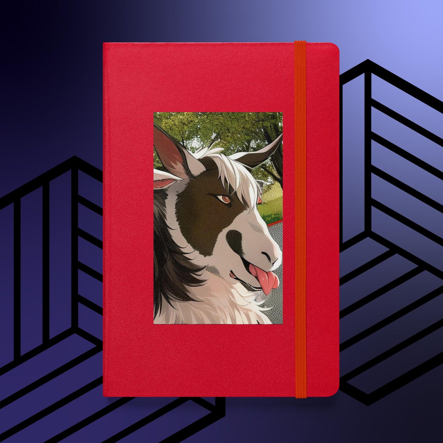 Hardcover bound notebook cartoon goat with tongue out