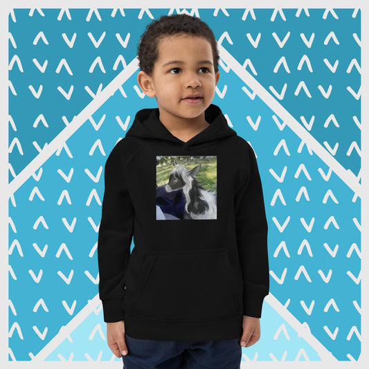 Kids eco hoodie black and white goat