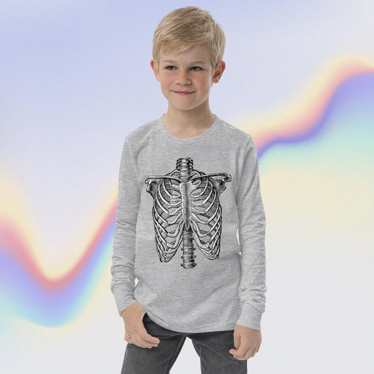 Youth long sleeve tee skeleton rib cage